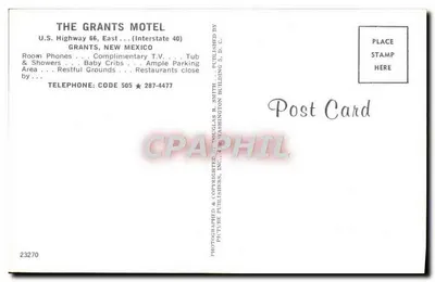 Grants Motel — U.S. Highway 66, East (Interstate 40) — Douglas R. Smith, Washington D.C. — Rückseite