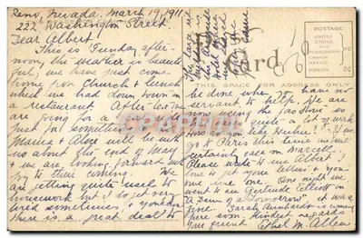 Vista geral de Reno, Nevada — editor Edward H. Tittlety, n° 5008 — Verso