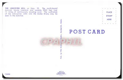 Vista de Lewiston Hill — Idaho — editor Dexter, n° 73699 — Verso