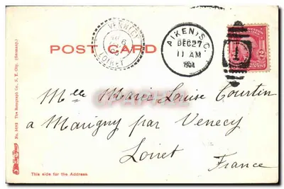 The Sand River, Aiken, S. C. — vista di fiume e sentiero — The Rotograph Co., N.Y. City, No. 2052 — Verso