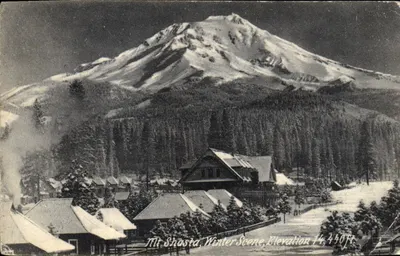 Monte Shasta — Cena de inverno — Elevação 14.440 pés — Portland Globe-Claw Co. n°70113