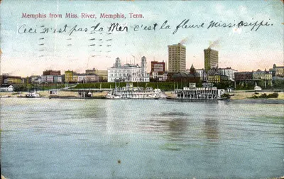 Memphis do rio Miss. — Memphis, Tenn. — vista do rio Mississippi — editor International Post Card Co.