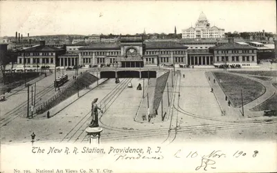A nova estação ferroviária — Providence, R.I. — National Art Views Co. N.Y. City, n° 725