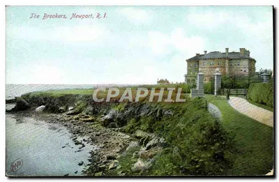 The Breakers, Newport, R.I. — vista do castelo costeiro — The Metropolitan News Co., Boston, Mass. e Germany, No. 7437