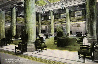 Hall de entrada do Hotel Utah — Salt Lake City — editor C.R. Savage, n° de série 1311