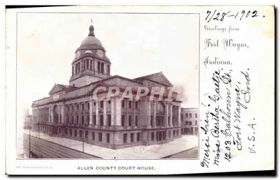 Allen County Court House — Fort Wayne, Indiana — éditeur Fort Wayne Courthouse Co. et n° de série 4087