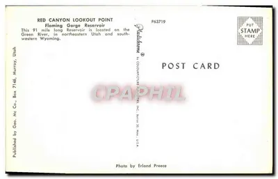 Red Canyon Lookout Point — Flaming Gorge Reservoir, Utah/Wyoming — Pubblicato da Geo. Mc Co., Box 7146, Murray, Utah — Verso