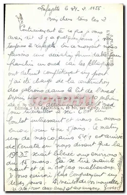 Igreja de Safayette — Argélia — Edição « LA CHIGOGNE », 49 bis, rue d'Isly, Alger — Verso