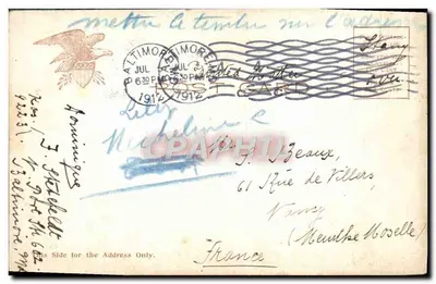 Posto de Correios, Baltimore, Md. — D-7 — Illustrated Post Card Co., N.Y. — Verso