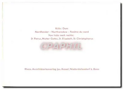 Köln: Katedra — Nordfenster — Święty Piotr, Matka Boża, Święta Elżbieta, Święty Chrystofor — Rewers