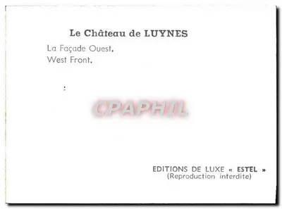 Zamek Luynes — Façada Zachodnia — Wydawnictwo Luksusowe «Estel» — Rewers