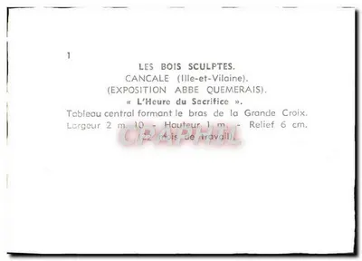 L'Heure du Sacrifice — Exposição Abbé Quemerais — Cancale (Ille-et-Vilaine) — Verso