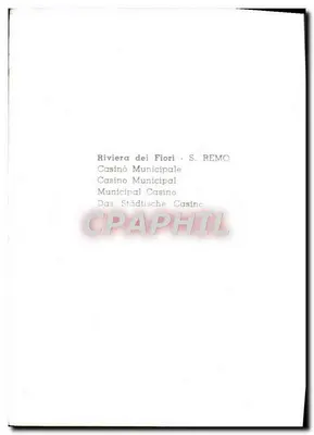 San Remo — Casino Municipale — éditeur CPAPHIL — Rückseite