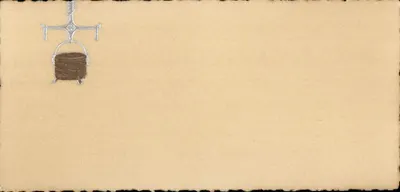 Carte postale ancienne — motif brodé d'un chaudron suspendu —