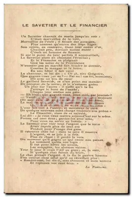 O Sapateiro e o Financeiro — Lith. Vieillemard e seus filhos, rue de la Glacière, 16, Paris — Verso