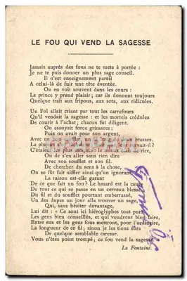 O Louco que Vende a Sabedoria — Lith. Rieillemard e seus Filhos, Rua da Glacière, 16, Paris — Verso