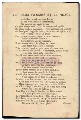Os Dois Camponeses & a Nuvem — LITH. VIEILLEMAND E SEUS FILHOS RUE DE LA GLADIÈRE 16 PARIS — Verso