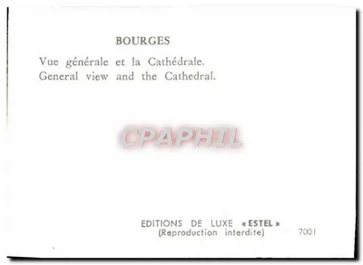 Bourges — Ogólny widok i katedra — Wydawnictwo «Estel», nr 7001 — Rewers
