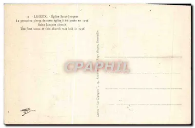 Lisieux — Iglesia de San Jacobo — Tarjetas 'La Gigogne', Deauville — Reverso
