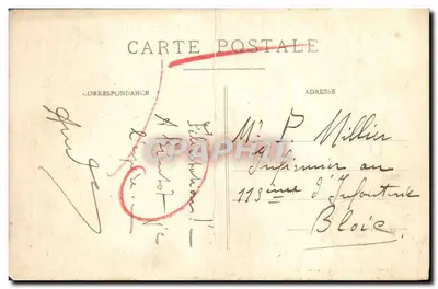 Bilhete postal antigo Semblancay Ruínas do Velho Castelo — Verso