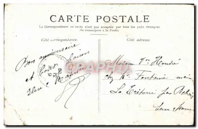 Bilhete postal antigo Paris A Estátua da República — Verso