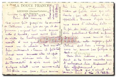 Lourdes — A Basílica — Les Éditions d'Art Yvon, n°9 — Verso