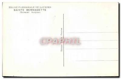 Statua św. Bernadett — Parafialna świątynia w Lourdes — Wydawnictwo Parafii — Rewers