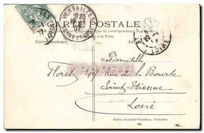Versalles — Fragmento del Bassin (Bain de Diane) — editor Héliot, Bourdier-Faucheux, n° 262 — Reverso