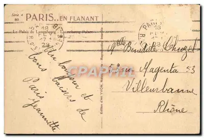 O Palácio do Luxembourg — Paris — Edição de Arte YVON, Série 4 n°80 — Verso
