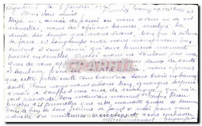 Arranjo de flores de pensão — Boa Ano 1943 — Assinado amigavelmente 'La Tille' — Verso