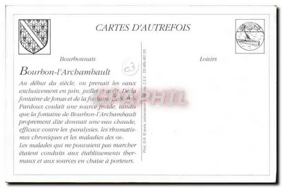 Bourbon-l'Archambault — Silla para portadores — Allier - 560 — Editor: Cartes d'Autrefois — Reverso