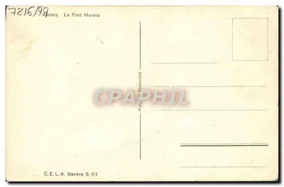 Tarjeta postal antigua El puente Morens en Annecy — Reverso