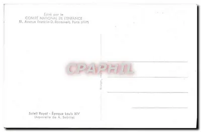Soleil Royal — Epoka Ludwika XIV — Aquarelka autorstwa A. Sebille — Rewers