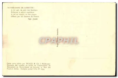 N.D. de Lorette — La chapelle — vue prise le 19 mars 1928, éditée par BRAUN & Cie — Reverso