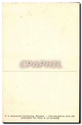 Santa Ana, a Virgem e o Menino Jesus — reprodução da pintura de Leonardo da Vinci — editor F. A. Ackermann, Munique — Verso