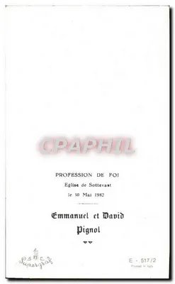Profissão de fé — Emmanuel e David Pignol — Supergraf — Verso