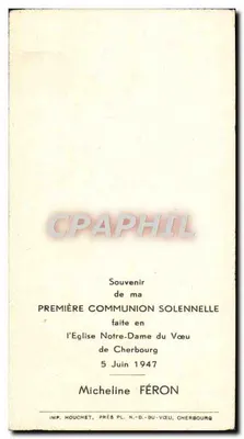 Primera comunión — escena religiosa — Importado de Italia n°718 — Reverso