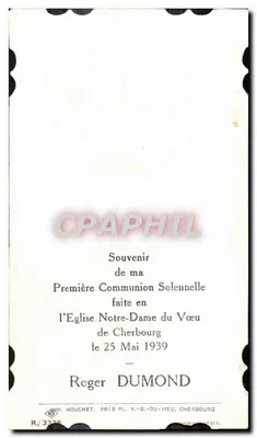 Pierwsza Komunia — sceny religijne z Jezusem i aniołami — wydawca Houchet, n° R.J.3379 — Rewers