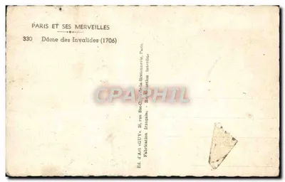 Dôme dos Invalidos — Paris — Ed. d'Art GUY, n° 330 — Verso