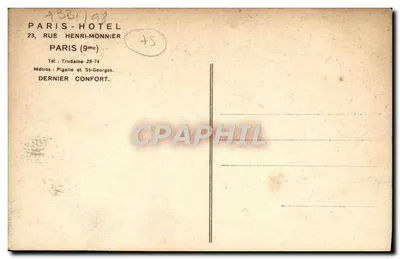 Hotel Paris — 23, rue Henri-Monnier, Paryż 9e — Rewers