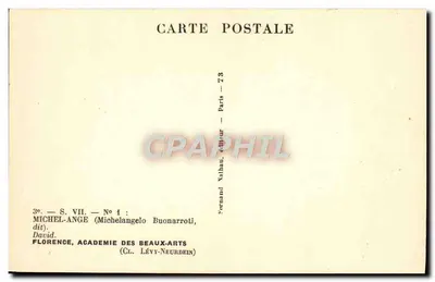 David — statua Michała Anioła — wydawca Lévy-Neurdein, seria 3e S.VII n°4 — Rewers