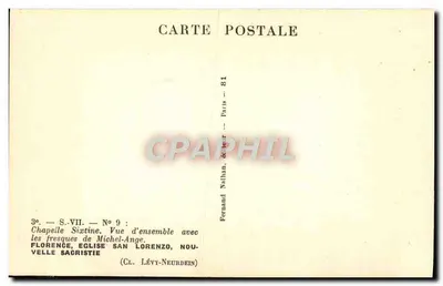 Florence, Chapelle Sixtine — Vue d'ensemble avec les fresques de Michel-Ange — Fernand Nathan, Paris — Verso