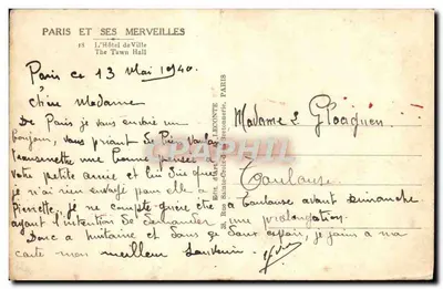 O Hôtel de Ville — Paris — editor Guy — Verso