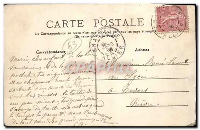 Châteauneuf-les-Bains — Vue prise de la Passerelle — éditeur M.T. I.E. n°501 — Verso
