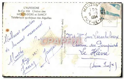 Monts-Dore — Teleférico de las Aguilas — editor Gd'O — Reverso