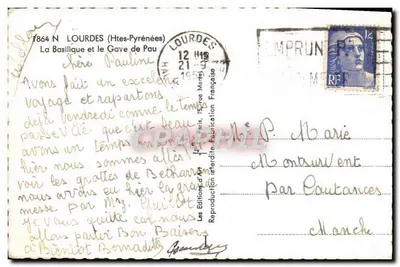 Lourdes — Bazylika i rzeka Gave de Pau — Wydawnictwo Lourdes — Rewers