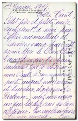 Hefbalk en bloemen — Gelukkig Nieuwjaar — Boulanger, Vaucresson, n° B7 — Achterkant