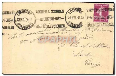 Zamek w Lourdes — widok panoramiczny — wyd. P. Ducet, Lourdes — Rewers
