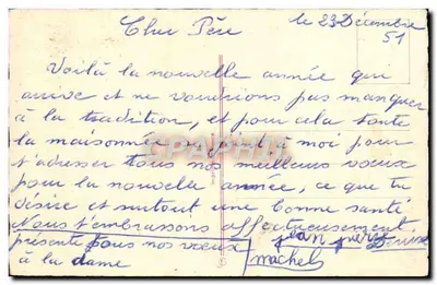 Paisagem invernal — casa nevada — texto 'Bom Ano' — editor não visível — Verso