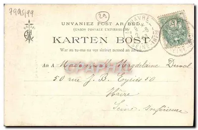 Bretagne — Krypta — autor Mlle E. Herland, nr 617 — Rewers